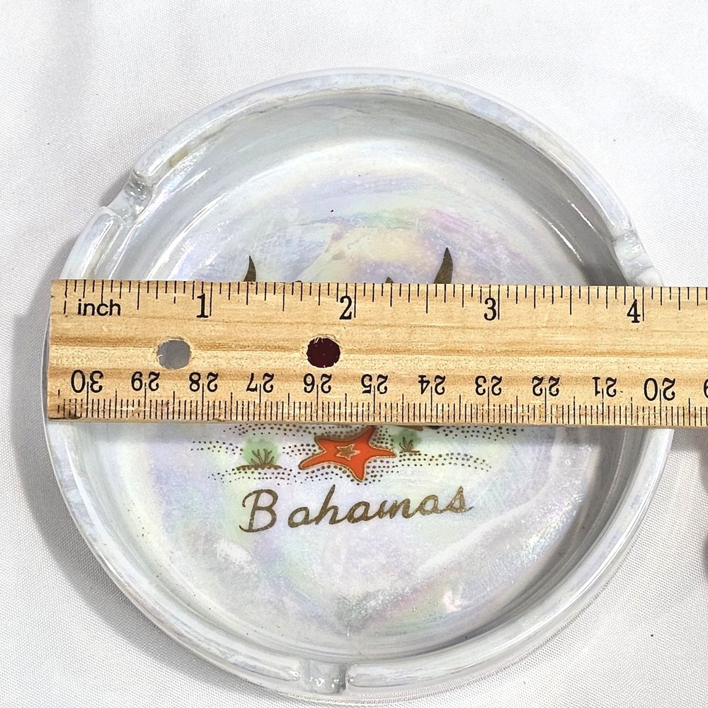 Vintage Lustreware Bahamas Travel Souvenir Ashtray Iridescent 1940's - 1960s - Picture 4 of 5